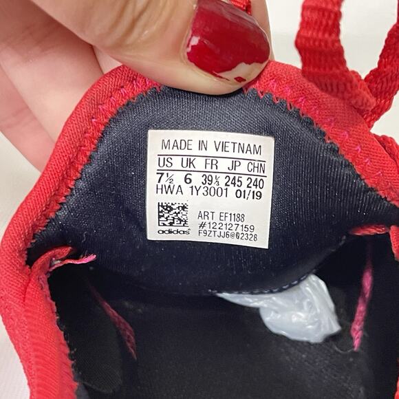 Adidas Cloudfoam Pure Running Shoes Women's 7.5 Red Low Top Gym Trainers Sneaker - Picture 9 of 10